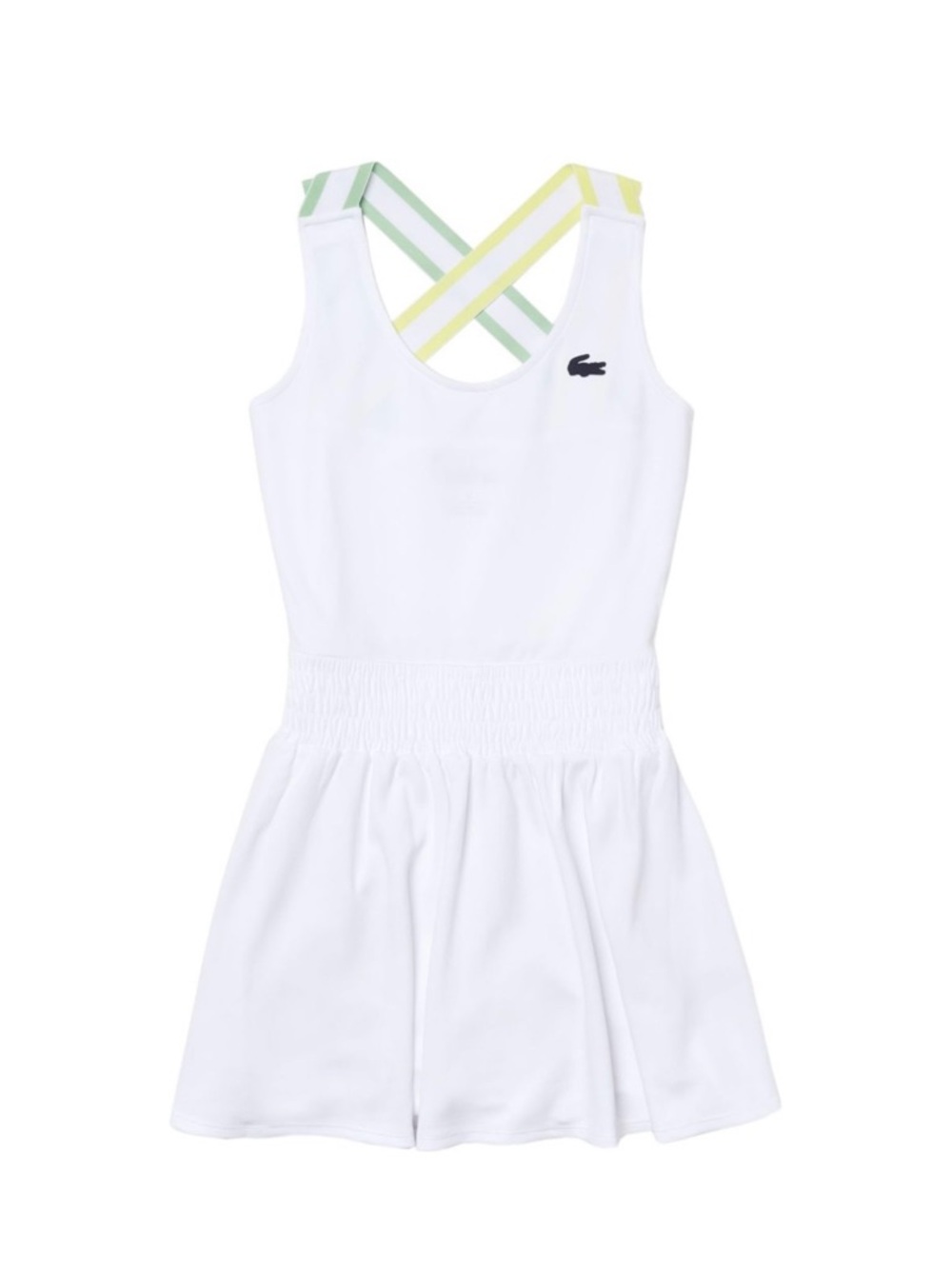 Lacoste Women’s Sport Wraparound Deess White green yellow straps Size 34 Tennis